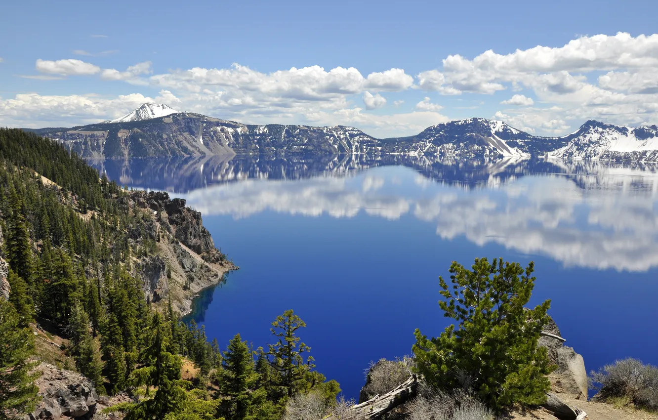 Фото обои лес, горы, природа, озеро, Oregon, Crater Lake