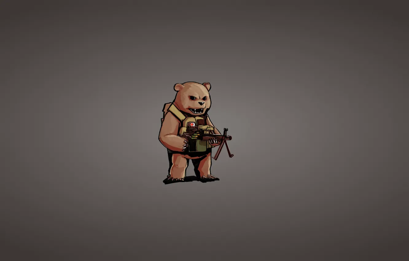 Фото обои оружие, минимализм, медведь, пулемет, прицел, bear