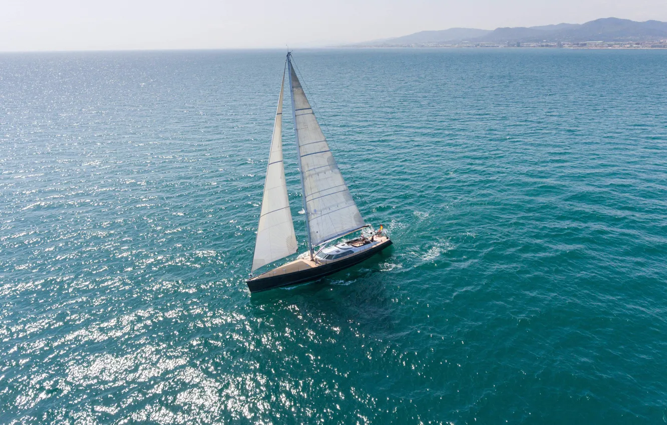 Фото обои море, путь, движение, ветер, побережье, яхта, паруса, sailing boat