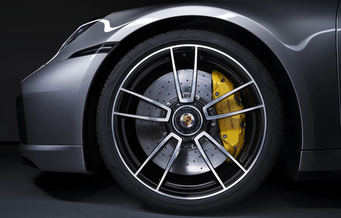 Фото обои колесо, 911, Porsche, Turbo S, 2020, 992
