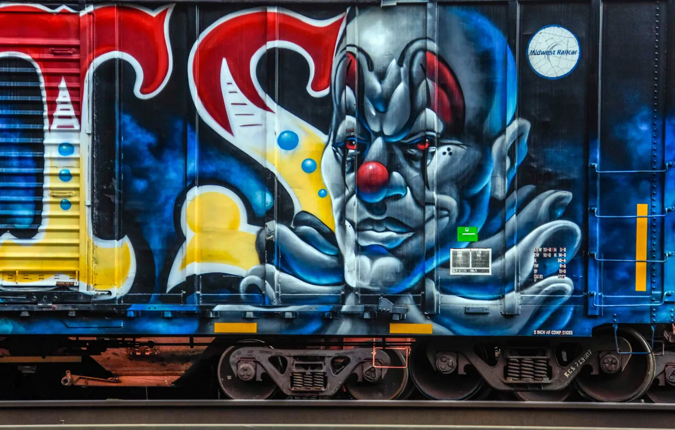 Фото обои граффити, вагон, железная дорога