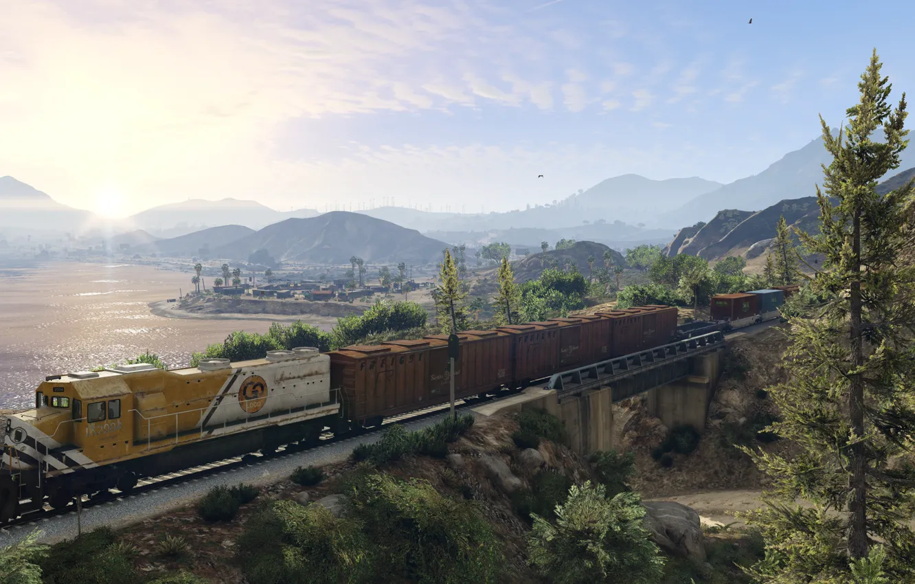 Фото обои пейзаж, train, Grand Theft Auto V