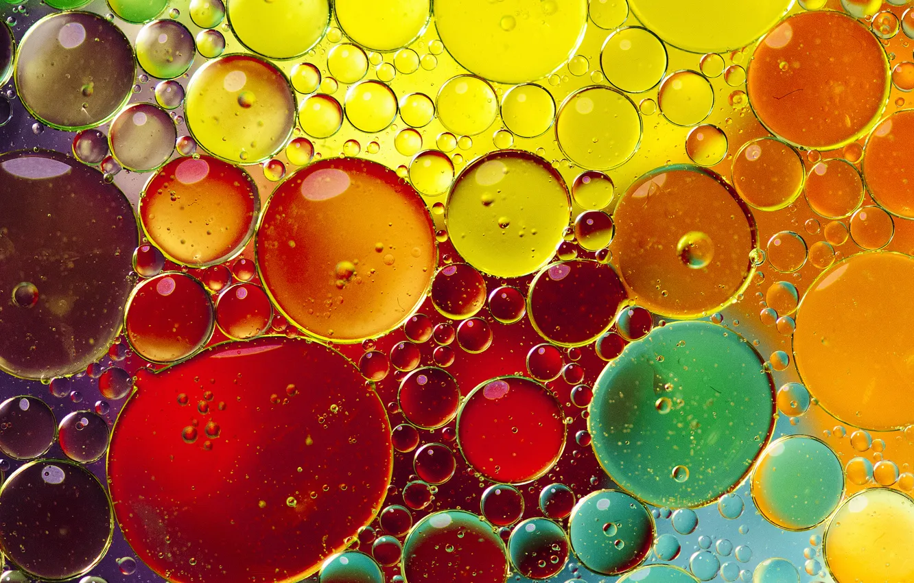 Фото обои вода, пузырьки, блеск, масло, шарик, воздух
