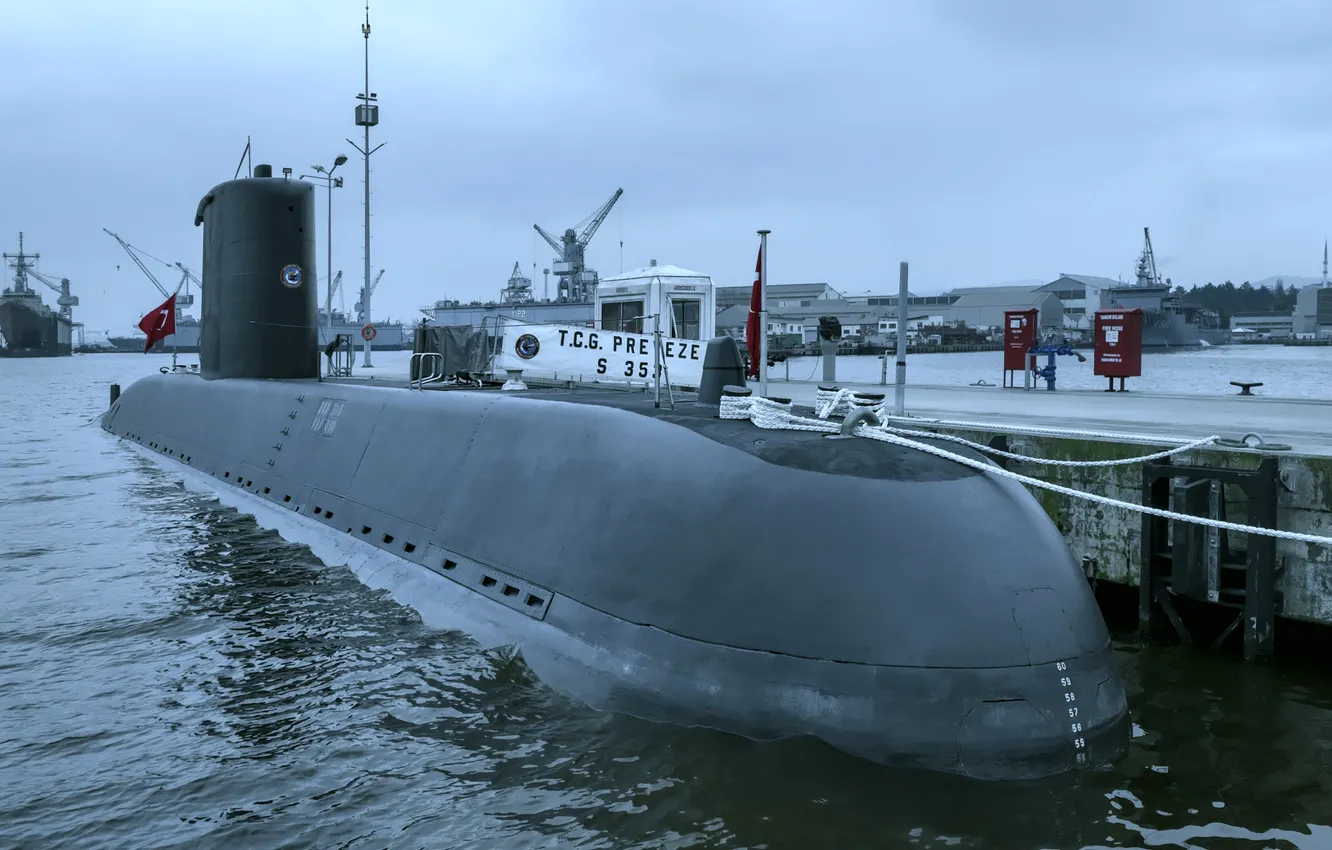 Фото обои субмарина, ВМС Турции, TCG Preveze, S 353