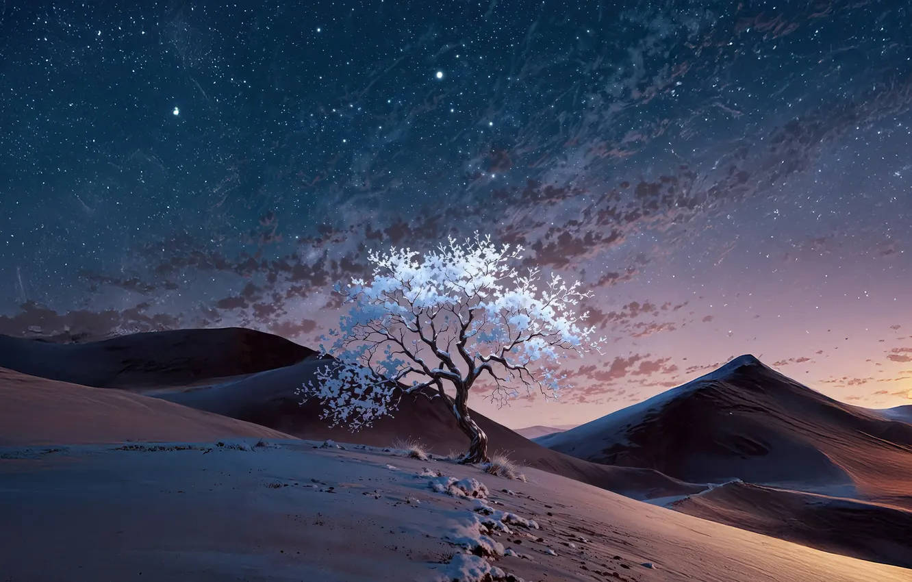 Фото обои twilight, bloom, dunes