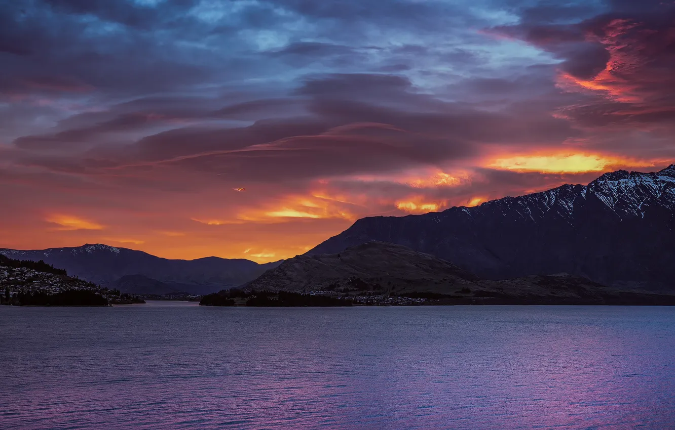 Фото обои утро, Новая Зеландия, Южный остров, озеро Текапо