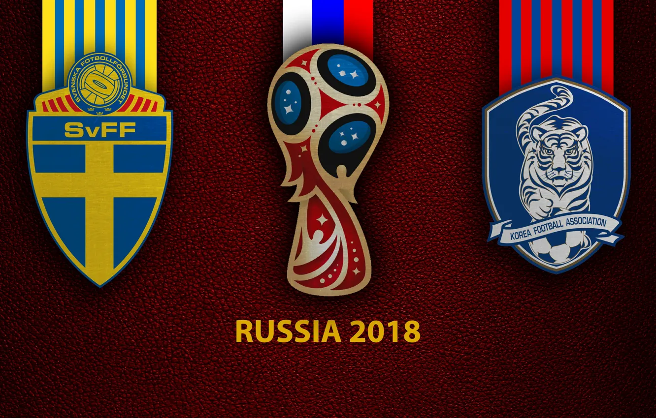 Фото обои wallpaper, sport, logo, football, FIFA World Cup, Russia 2018, Sweden vs South Korea