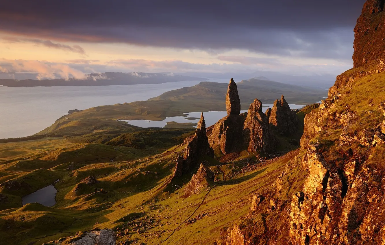 Фото обои море, небо, облака, горы, Шотландия, Scotland, Isle of Skye