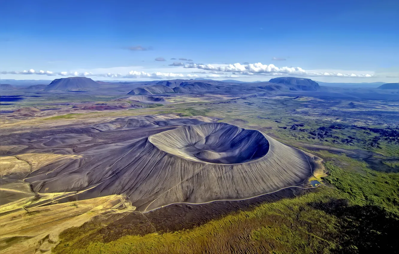 Фото обои обработка, кратер, исландия