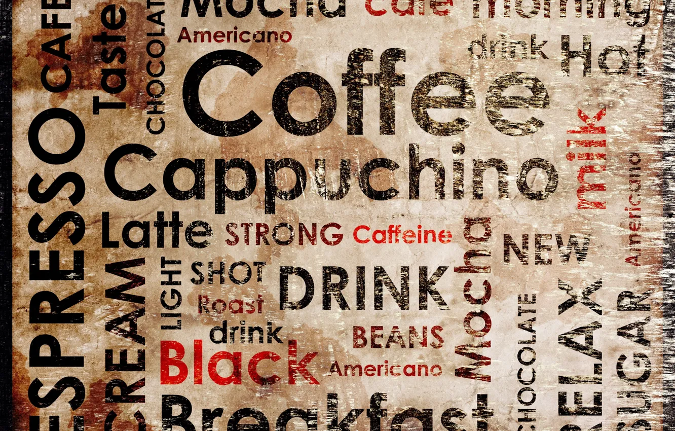 Фото обои надписи, кофе, coffee, espresso, drink hot, cappuchino, latte, americano
