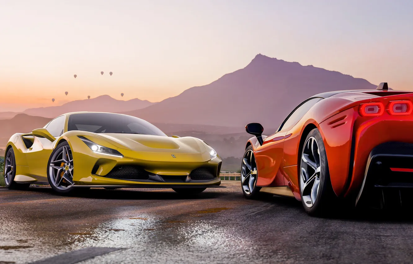 Фото обои Games, Ferrari SF90, Ferrari F8 Tributo, Forza Horizon 5