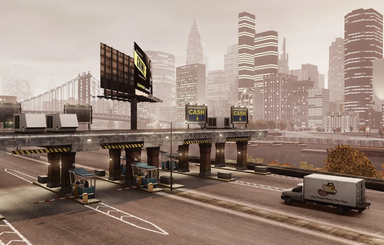 Фото обои город, трасса, грузовик, нью йорк, Grand Theft Auto IV