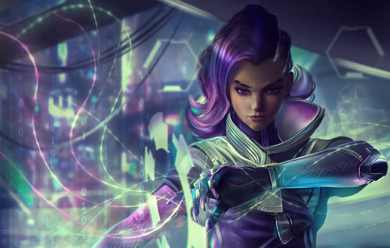Фото обои девушка, blizzard, art, BlizzCon, hacker, overwatch, sombra, Olivia Colomar