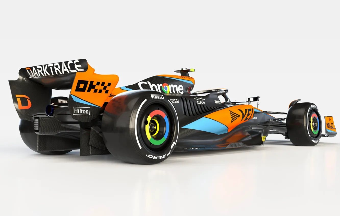 Фото обои Формула 1, светлый фон, гоночный болид, 2023, McLaren MCL60