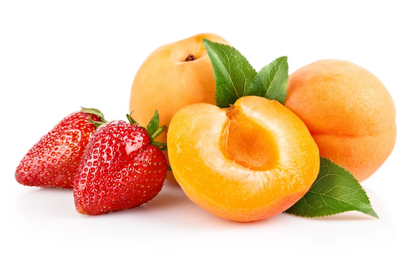 Фото обои еда, клубника, фрукты, персик
