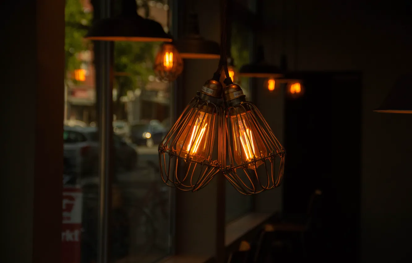 Фото обои Кафе, Германия, Лампы, Лампы накаливания