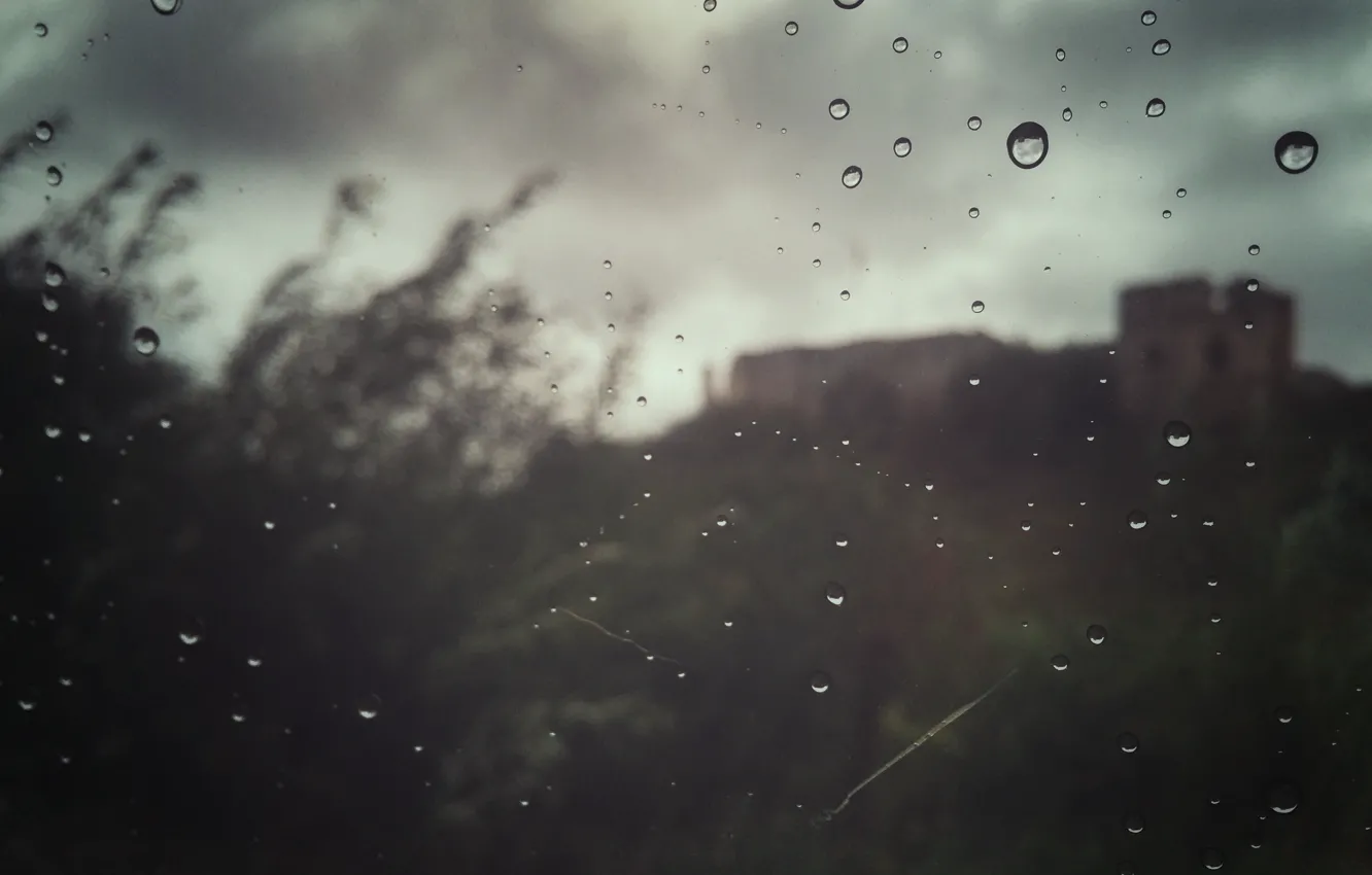 Фото обои небо, замок, дождь, настроение, Капли, окно, rain, sky