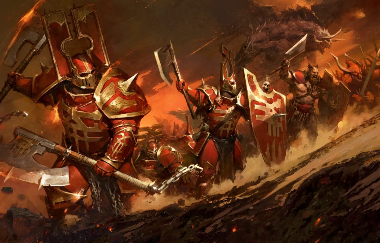 Фото обои demon, Warhammer, berserker, Age of Sigmar, Khorne, Total War Warhammer III