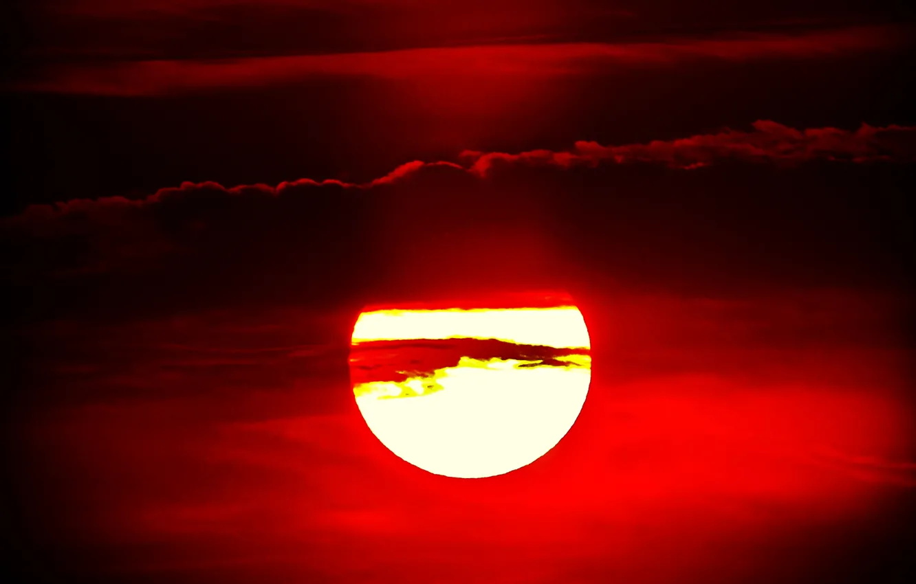 Фото обои небо, солнце, закат, тучи