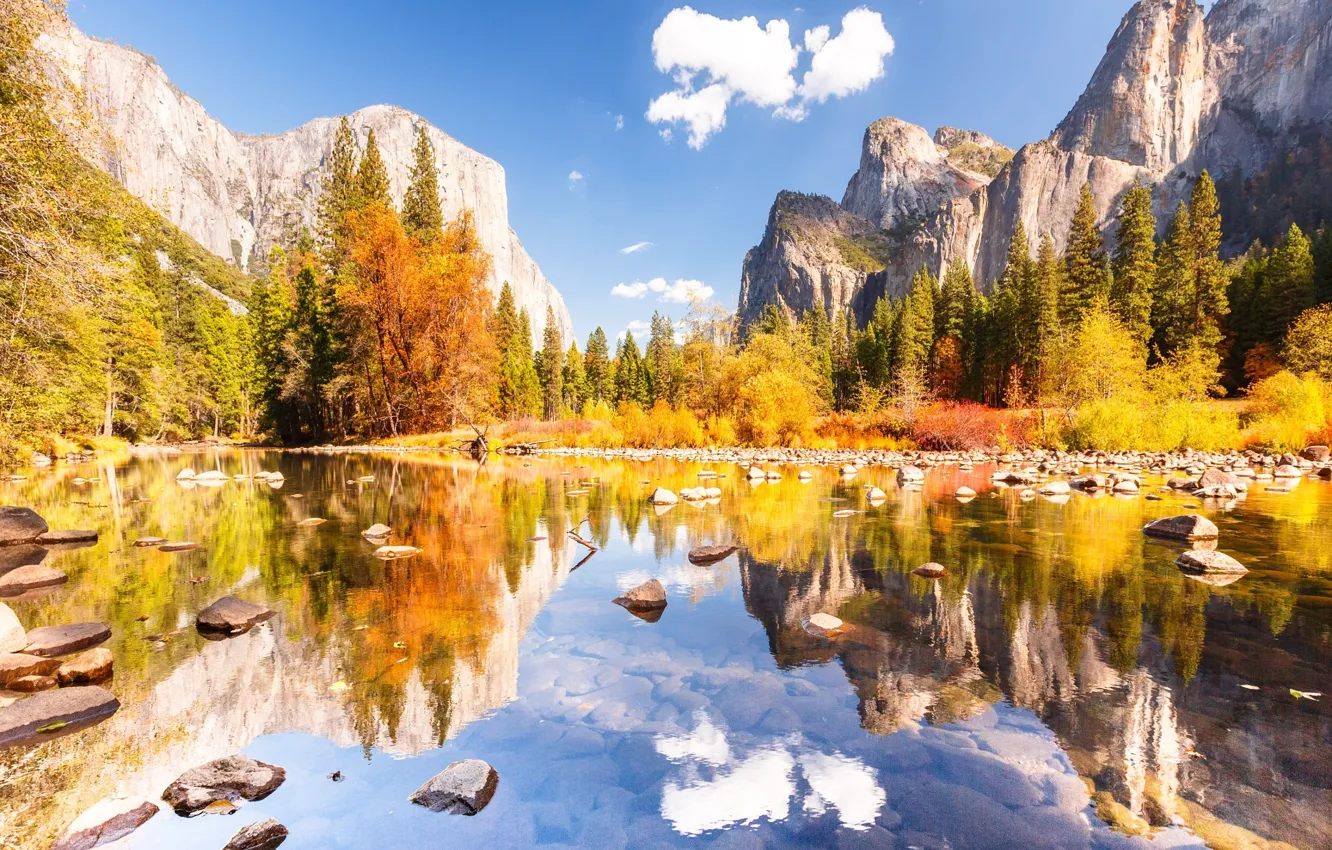 Фото обои осень, небо, облака, природа, Йосемитский национальный парк