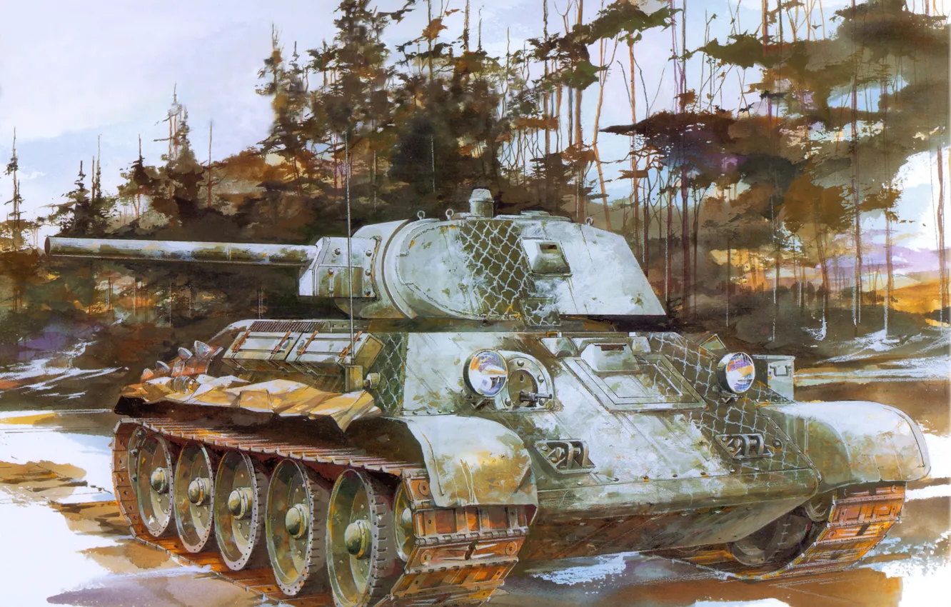 Фото обои рисунок, арт, T - 34