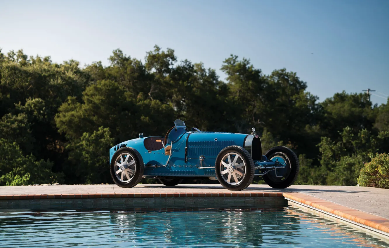 Фото обои Бассейн, Blue, Vintage, Retro, 1927, Bugatti Type 35C