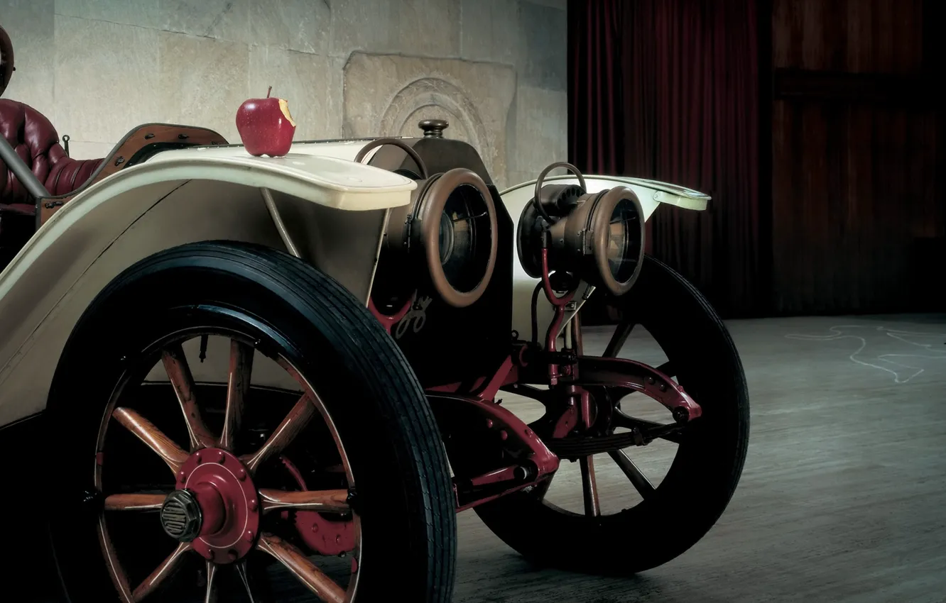 Фото обои ретро, яблоко, полумрак, передок, Lancia, Бета, 1909, 15HP