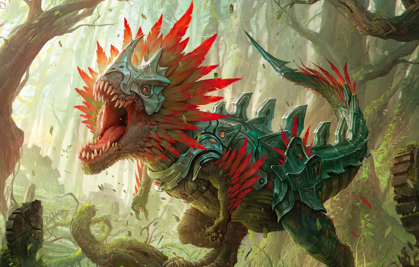 Фото обои raptor, Magic, fantasy art, The Gathering, dinosaurs