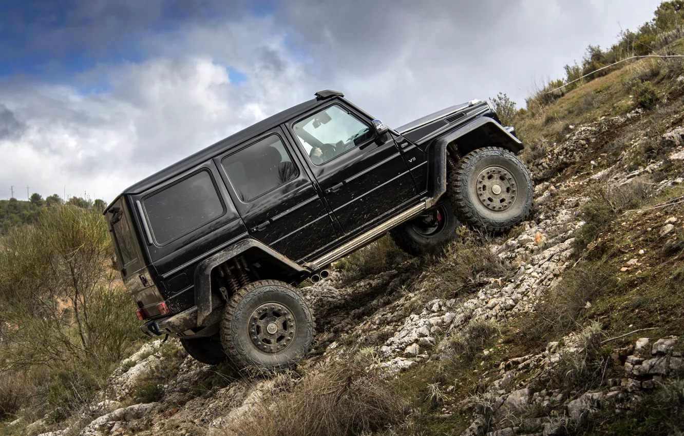 Фото обои Черный, Мерседес, Mercedes, G500, 4x4²