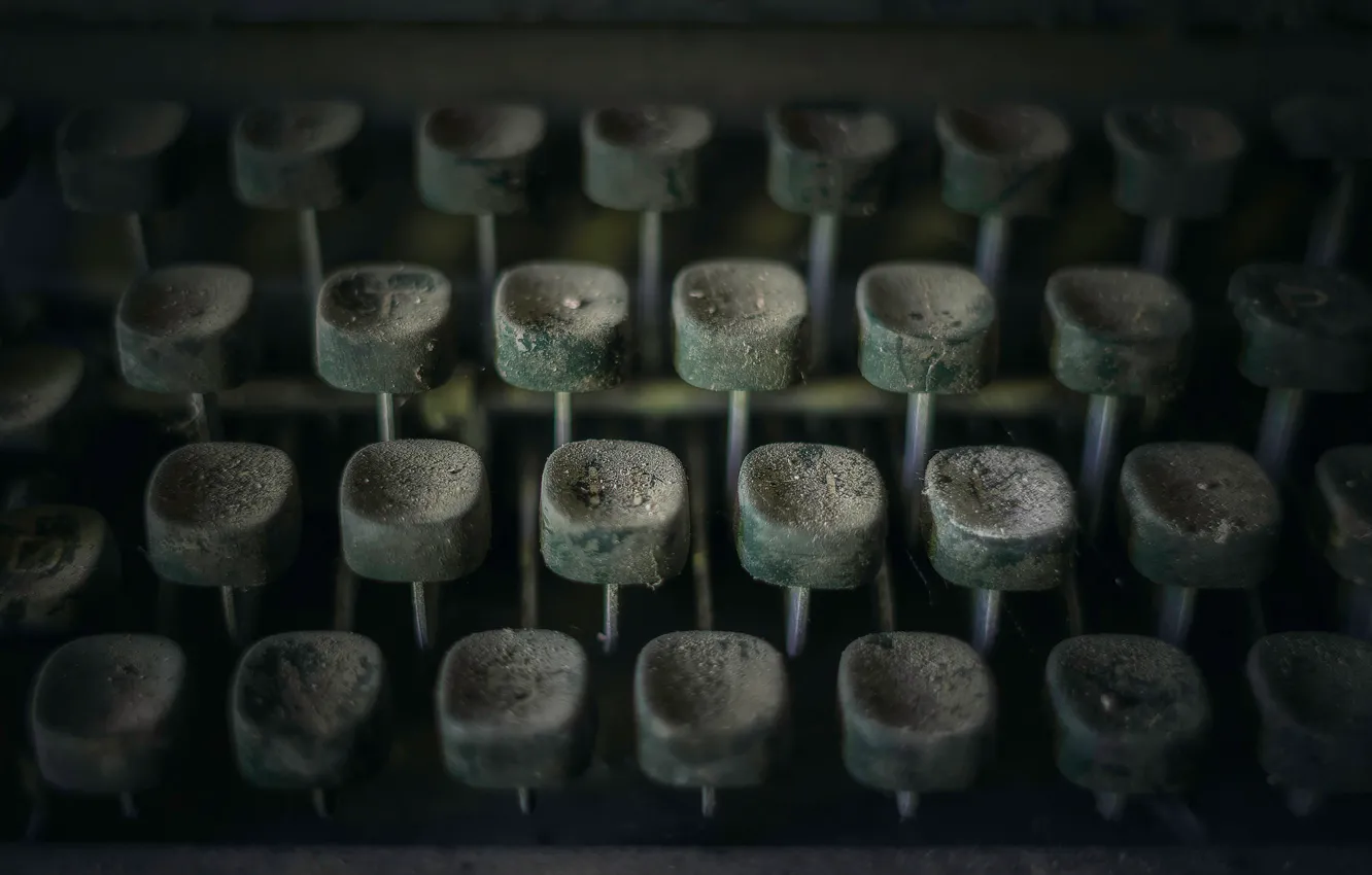 Фото обои макро, пыль, клавиши, пишущая машинка
