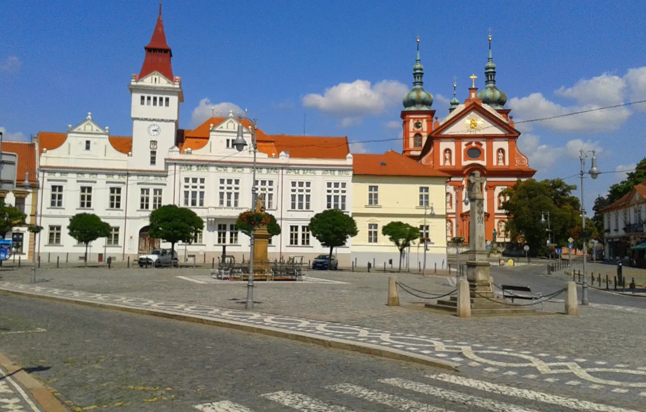 Фото обои summer, cathedral, old, town, church, Czech Republic, Stara Boleslav