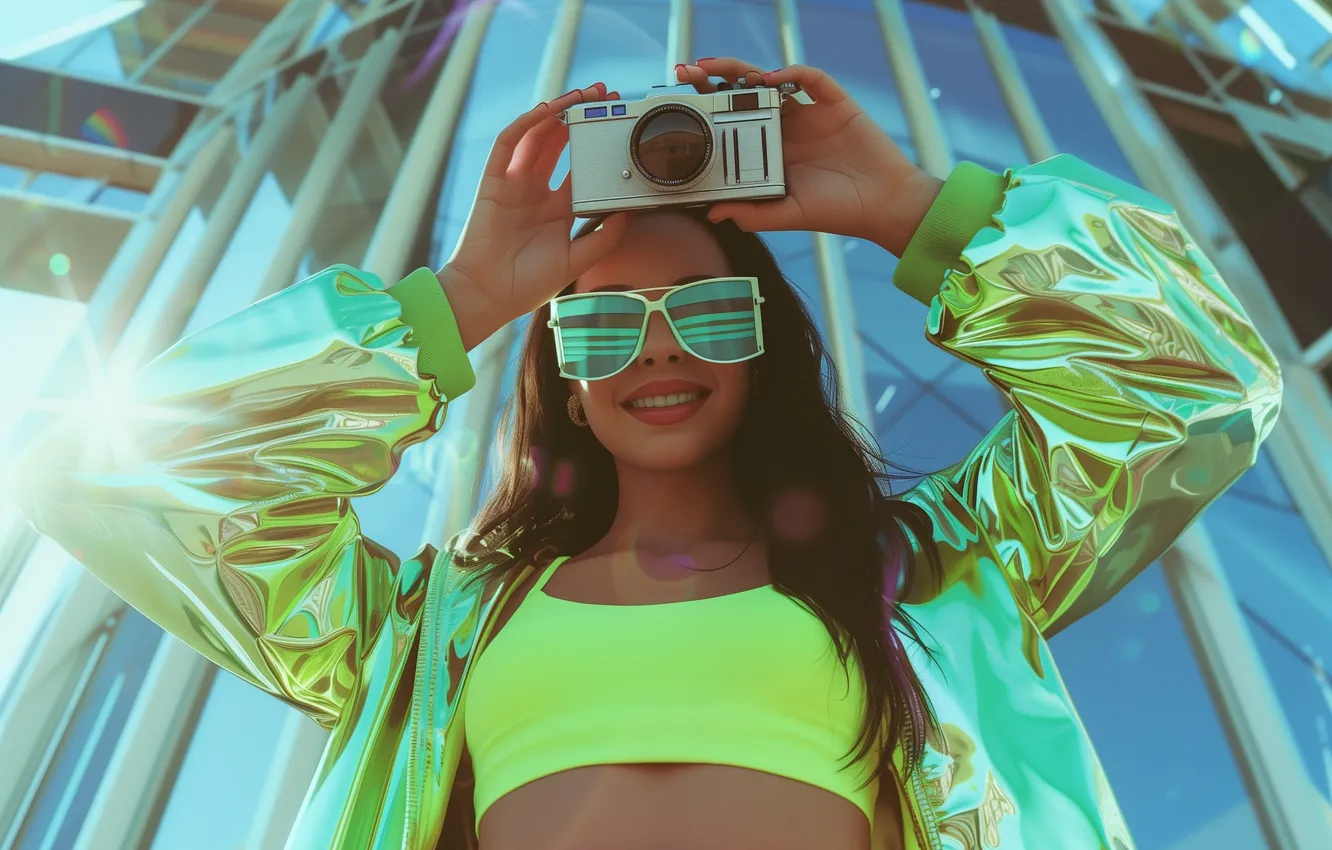 Фото обои girl, woman, Camera, ai art