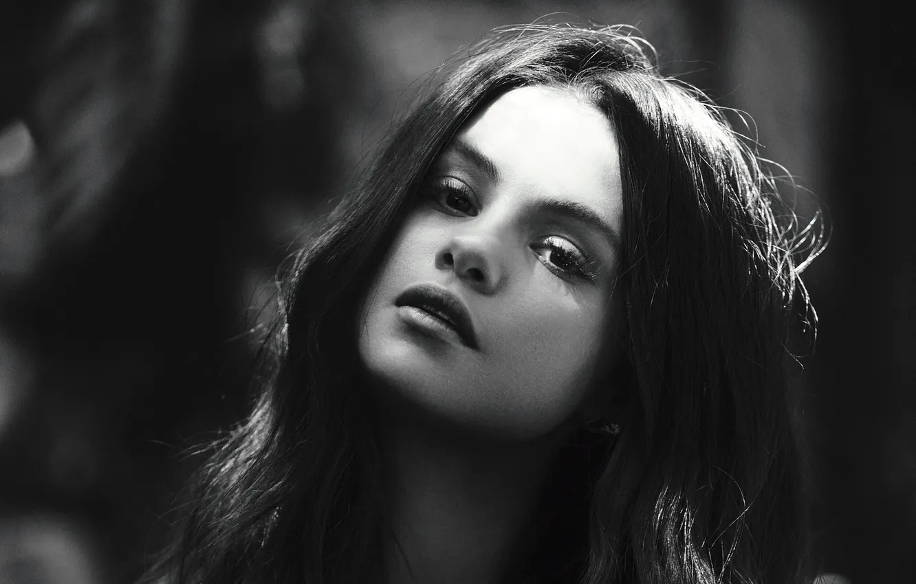 Фото обои взгляд, лицо, волосы, актриса, певица, selena gomez
