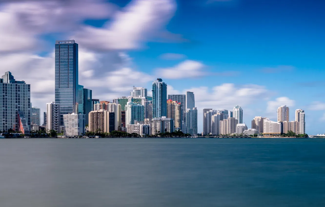 Фото обои небо, вода, Майами, Флорида, Miami, florida, панорама vice city