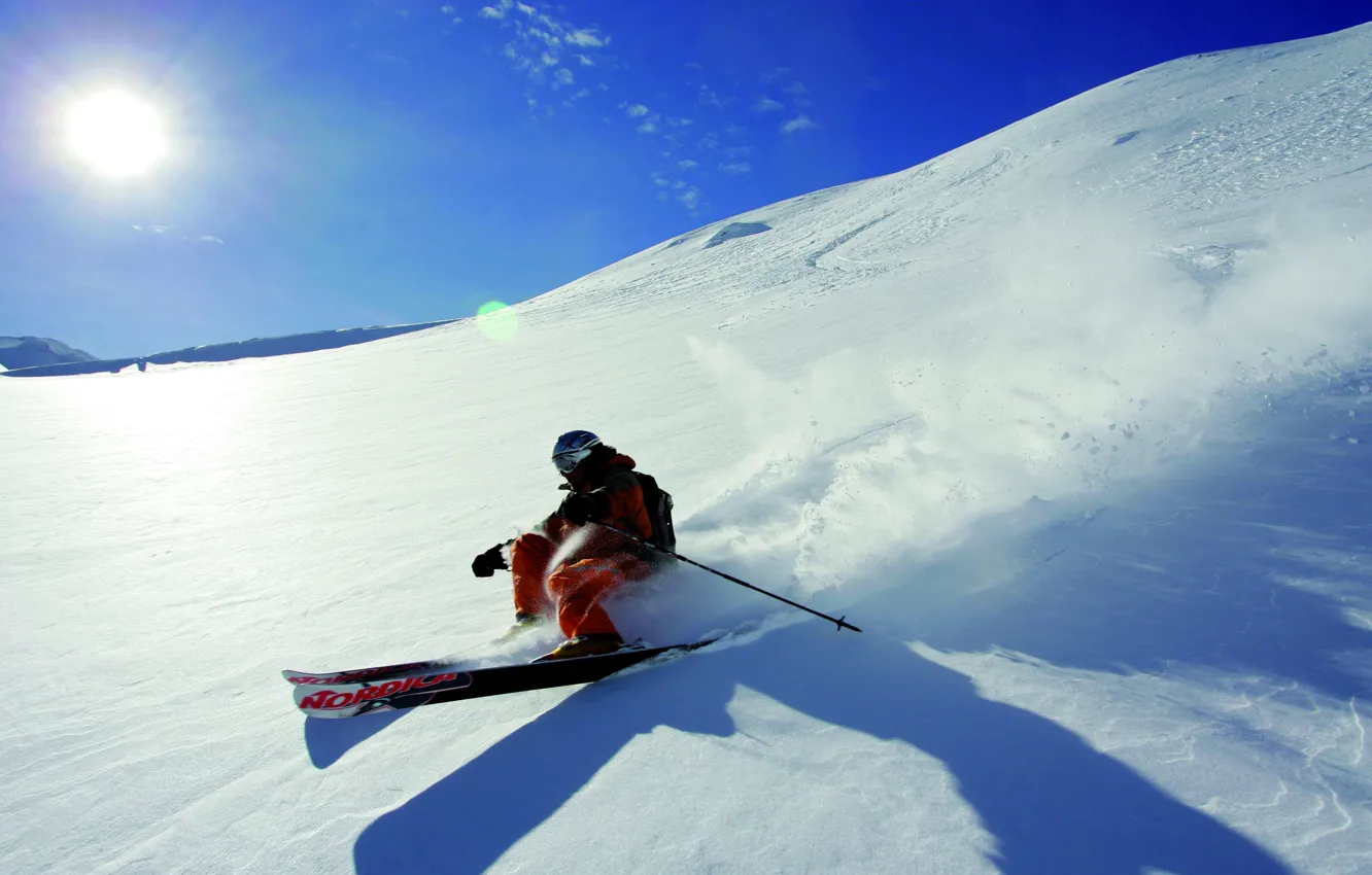 Фото обои winter, snow, ski, free ride, moutain, skier