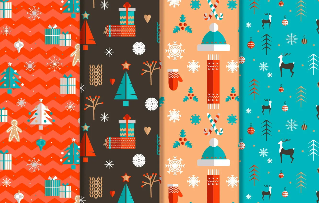 Фото обои зима, Новый год, christmas, design, pattern, декор, collection, flat