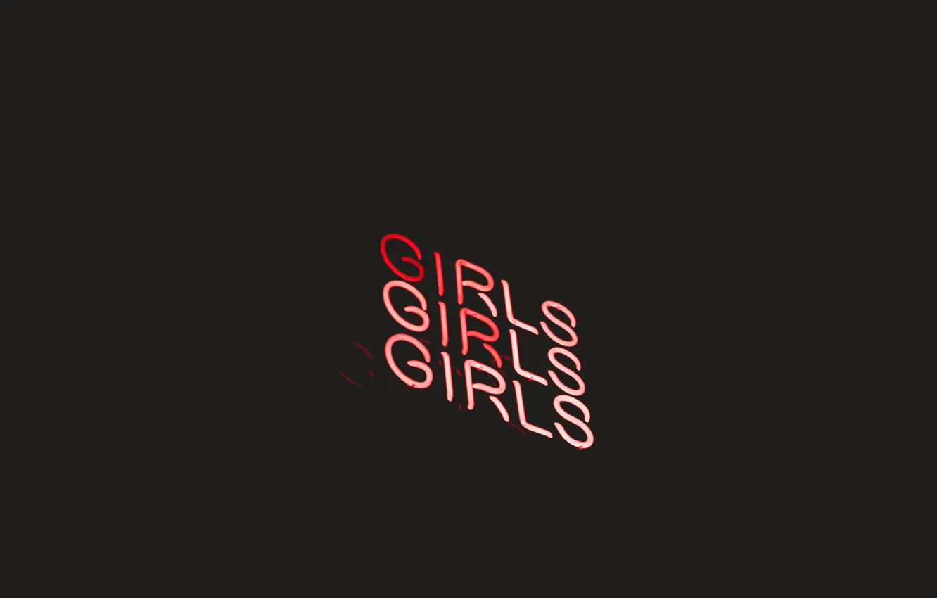Обои надпись, неон, реклама, черный фон, girls картинки на рабочий стол ...