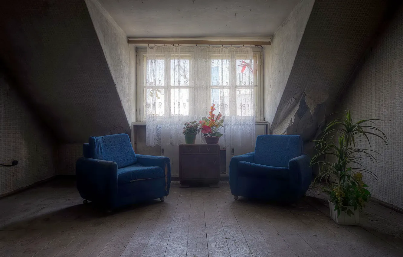 Фото обои комната, окно, кресла