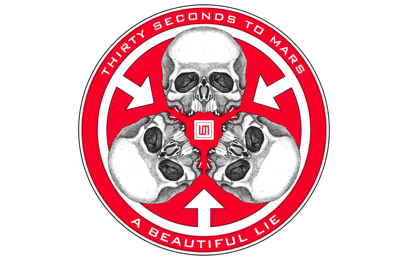 Фото обои музыка, логотип, группа, белый фон, черепа, эмблема, 30 Seconds to Mars