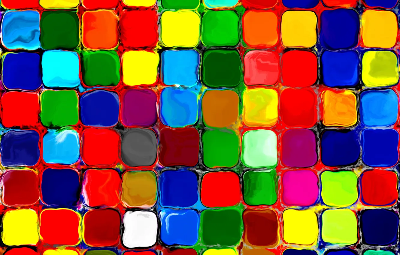 Фото обои мозаика, плитка, рисунок, colorful, акварель, rainbow, живопись, красочные
