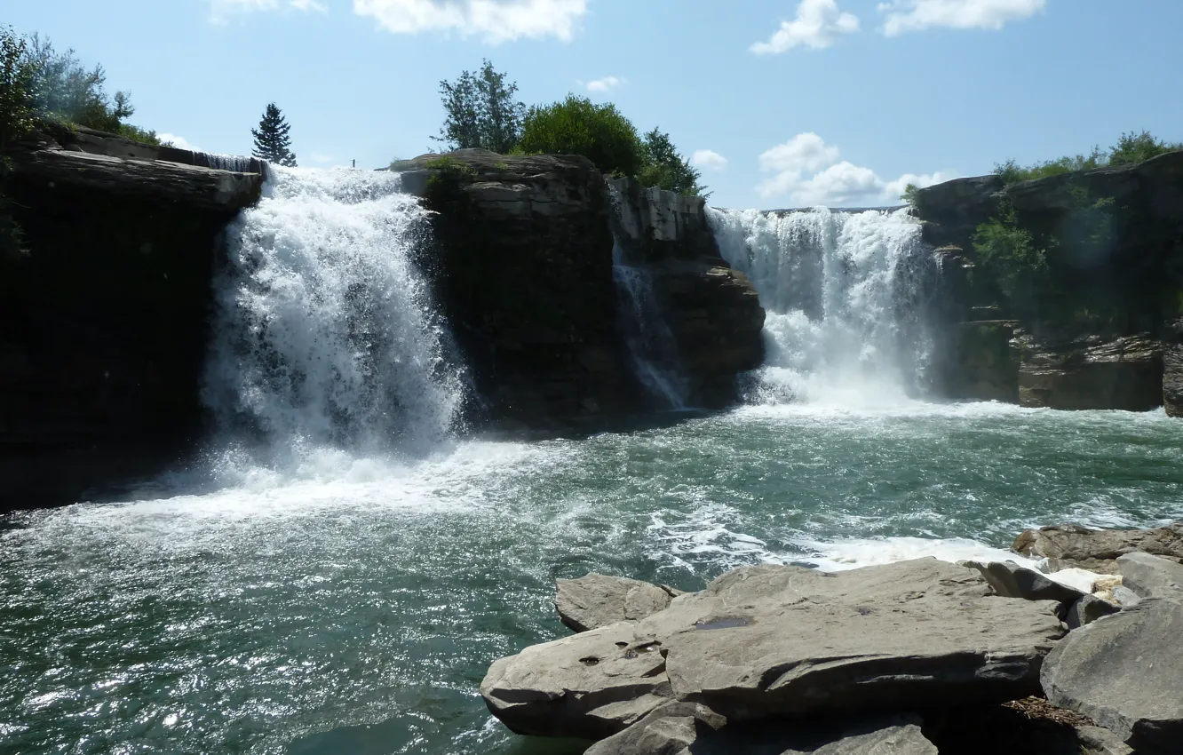 Фото обои Alberta, Canada, Waterfall, Lundbreck Falls