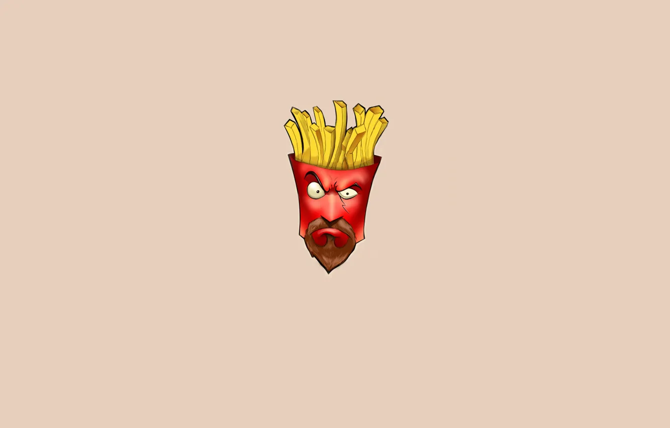 Фото обои минимализм, Aqua Teen Hunger Force, Фрай, Frylock, картошка фри, Фрайлок