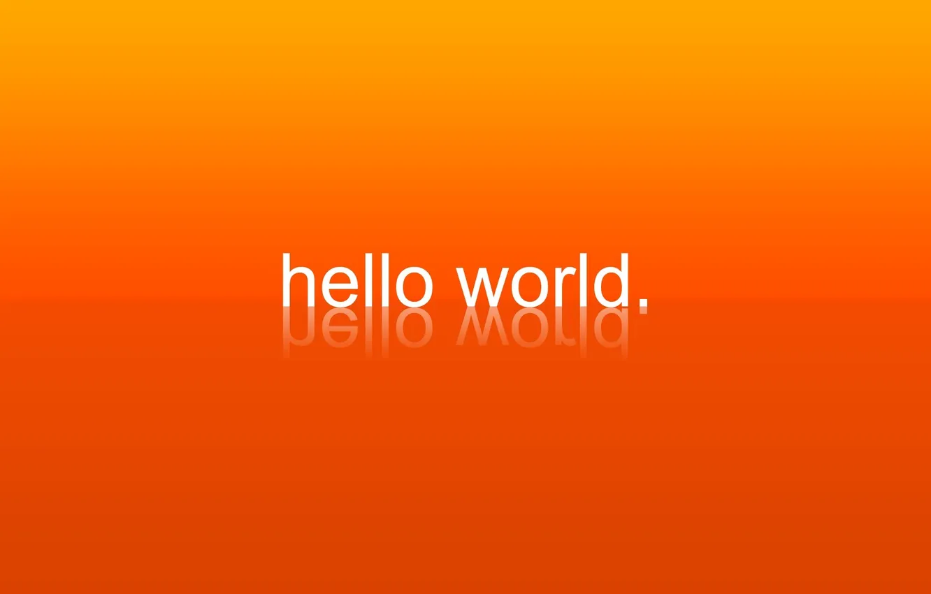 Фото обои отражение, надпись, мир, привет, оранжевый фон