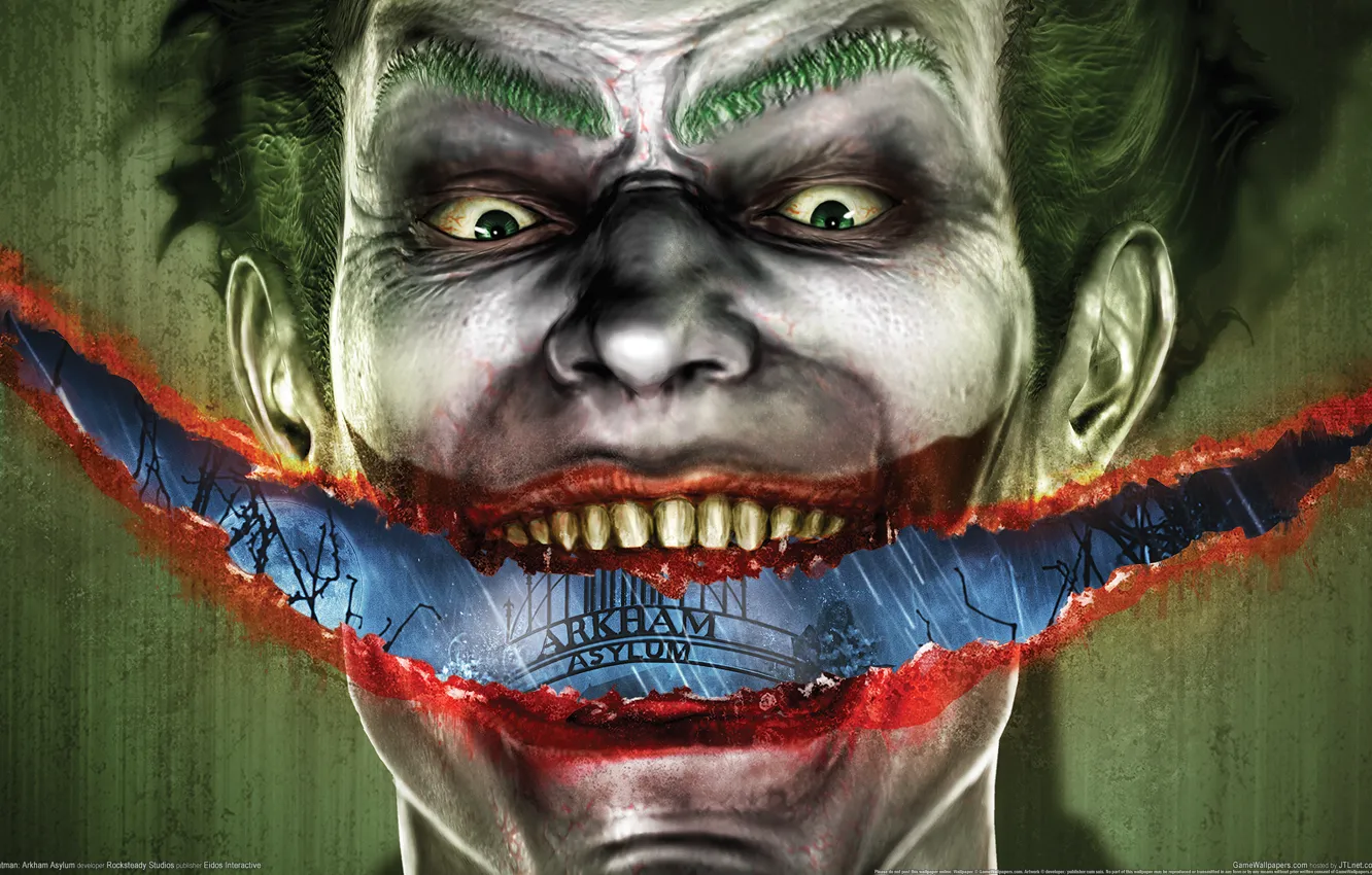 Фото обои арт, Batman, Joker, Arkham Asylum