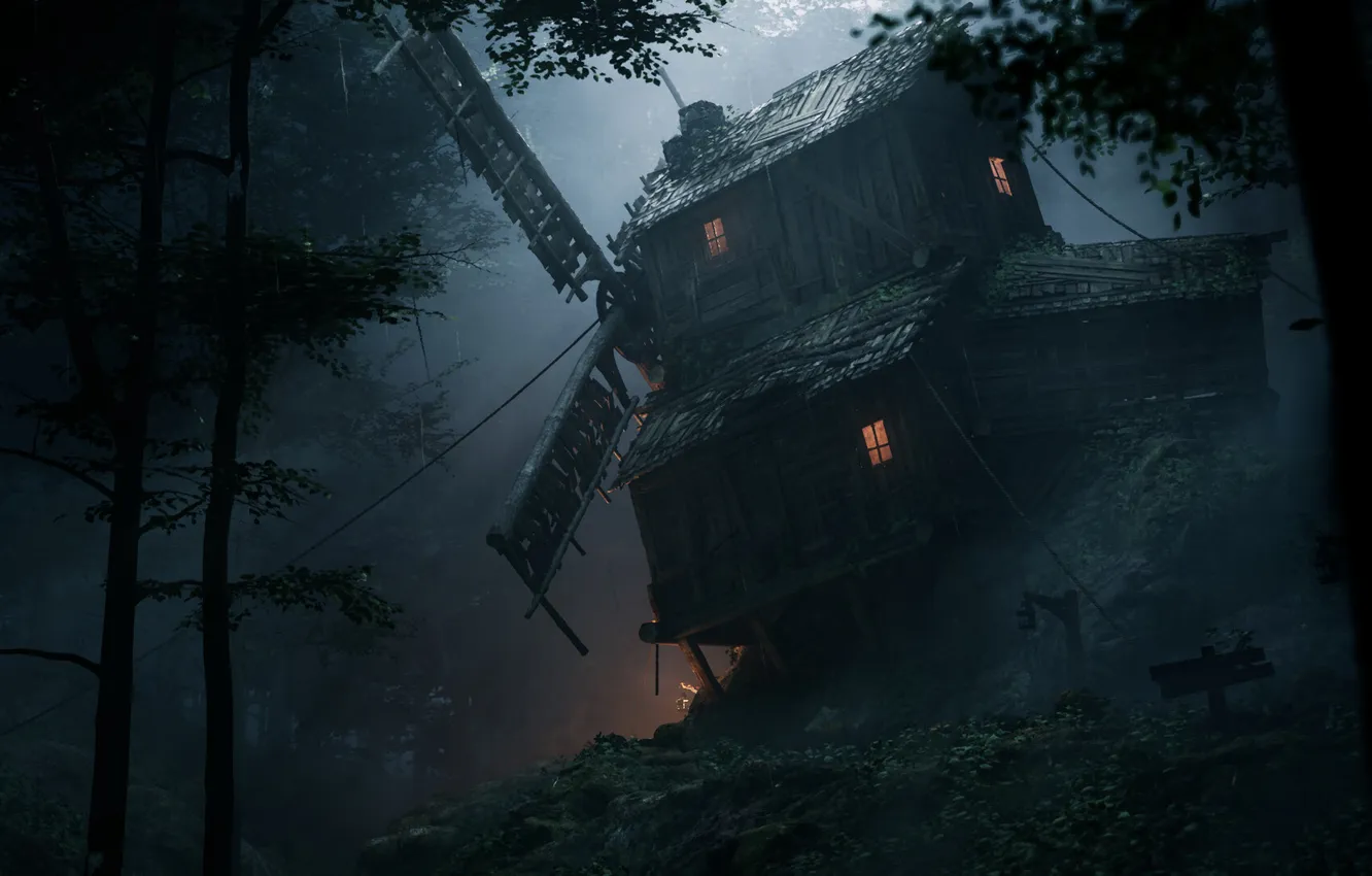 Фото обои mill, forest, night, darknes, Naomi Adriaens, The Hermit's Woods