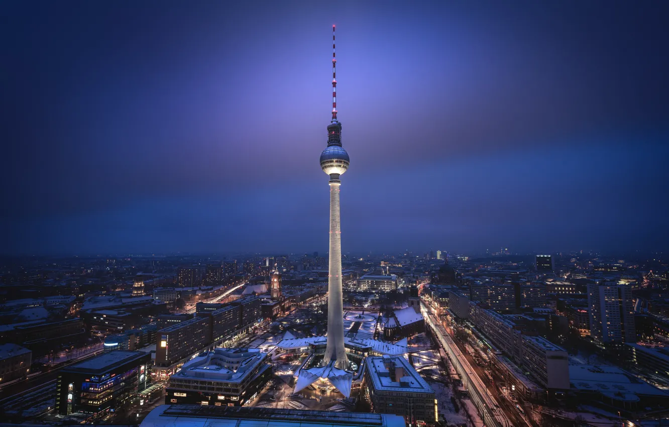 Фото обои tower, Germany, night, Berlin, Fernsehturm