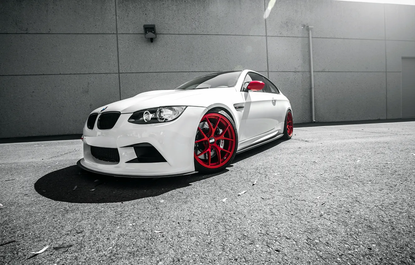 Фото обои белый, бмв, BMW, white, E92, frontside