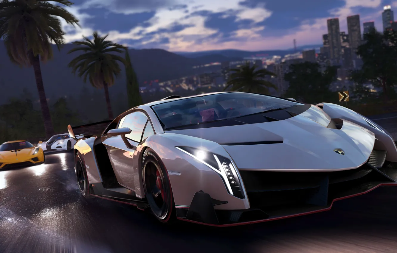 Фото обои Lamborghini, game, Ubisoft, Veneno, The Crew 2