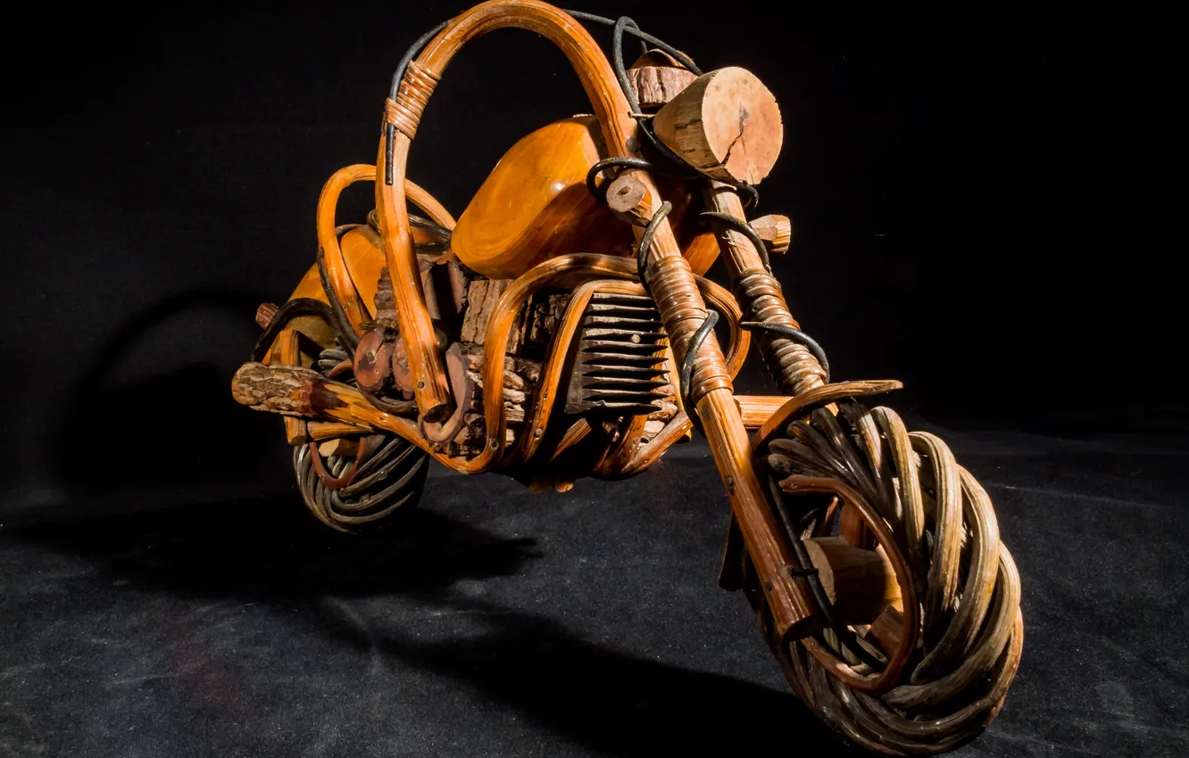 Фото обои дерево, модель, мотоцикл, плетение, motorcycle, wooden, из дерева