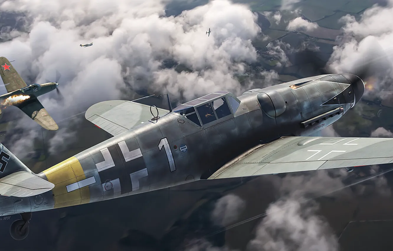 Фото обои фронтовой, Luftwaffe, перехватчик, Люфтваффе, одномоторный поршневой истребитель-низкоплан, Antonis (rOEN911) Karidis, самая массовая модель BF 109, …